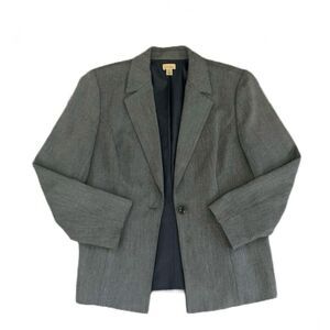 Caslon Women's Long Sleeve Single Button Gray Lined Blazer Jacket‎ Size 12